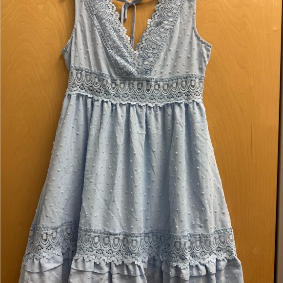 SHEIN VCAY A-Line Contrast Lace Tie Back 
Ruffle Hem Dress - Picture 3 of 11